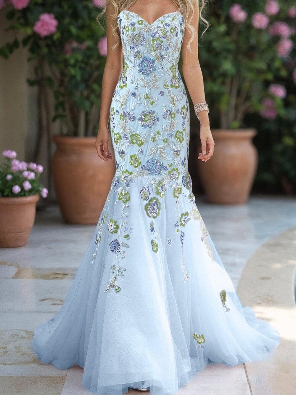 NWT Terani Couture 261P6193 Strapless Prom Dress Blue size 10